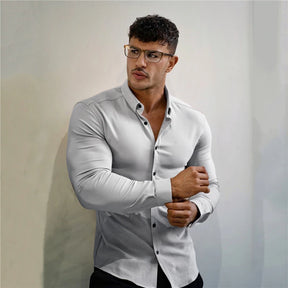 Camisa Social Masculina Slim Fit com Tecido Antivincos – Class