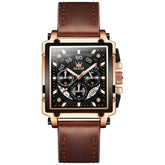 Relógio Clássico Masculino com Caixa Quadrada e Pulseira de Couro – Quadra