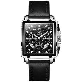 Relógio Clássico Masculino com Caixa Quadrada e Pulseira de Couro – Quadra