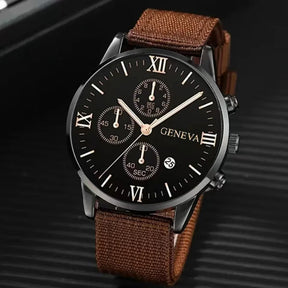 Kit Masculino Relógio de Quartzo + 3 Pulseiras de Couro Trançado - Dominus