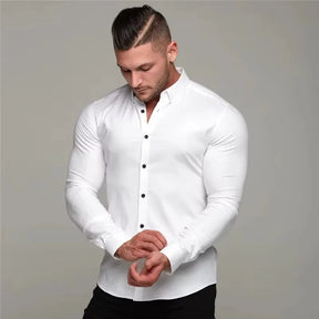 Camisa Social Masculina Slim Fit com Tecido Antivincos – Class